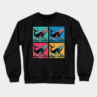 Vibrant Ocean Spectacle: Pop Art Whale Extravaganza Crewneck Sweatshirt